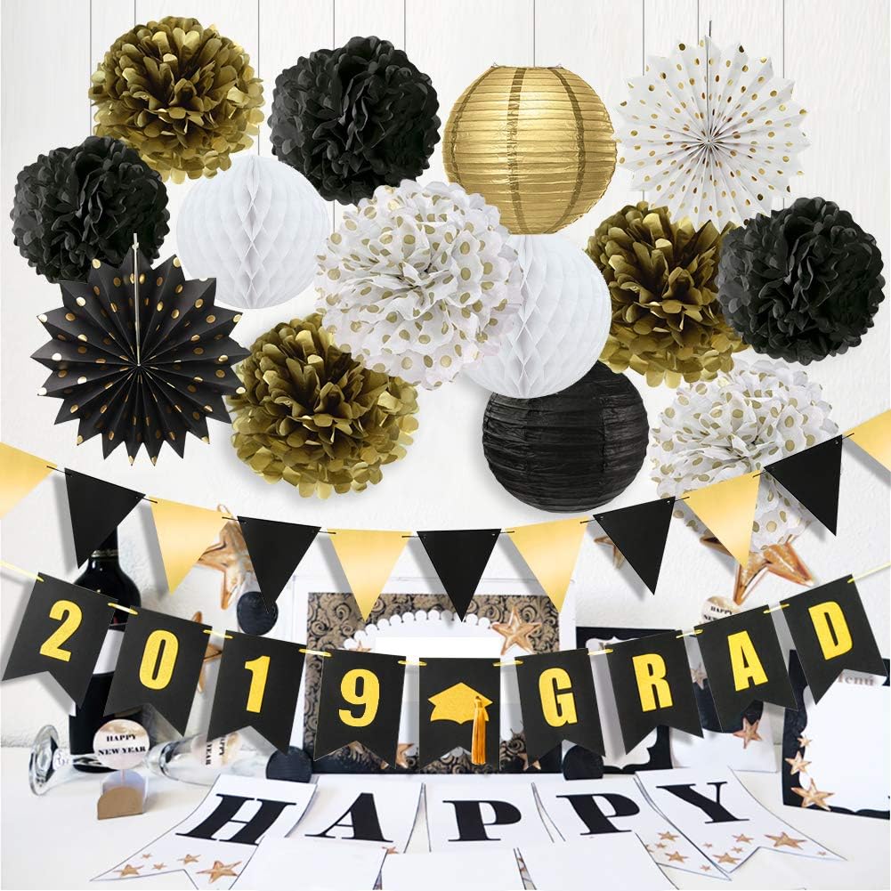 Wcaro 2020 Graduation Party Decorations Class of 2020 Graduation Banner Tissue Paper Pom Poms Paper Lanterns Paper Fans Graduation Party Supplies 2020