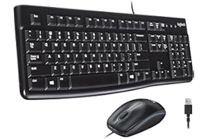 Logitech MK120 Wired Keyboard and Mouse Combo for Windows, Optical Wired Mouse, Full-Size Keyboard, USB Plug-and-Play, Compat