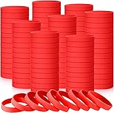 Liliful 100 Pcs Silicone Rubber Wristbands Rubber Wristband Bracelet Bands for Silicone Wristbands for Women Men(Red)