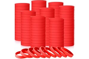 Liliful 100 Pcs Silicone Rubber Wristbands Rubber Wristband Bracelet Bands for Silicone Wristbands for Women Men(Red)
