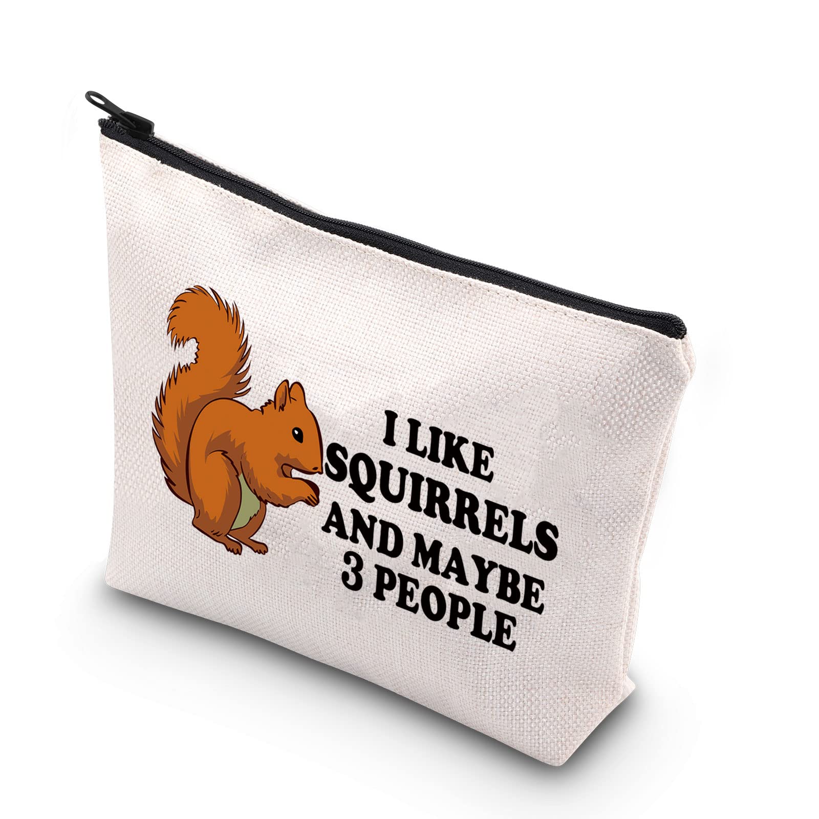 PLITI Squirrel Makeup Bag Squirrel Lover Gift Animal Lover Gift I Like Squirrels And Maybe 3 People Travel Pouch(I Like SquirrelsU)