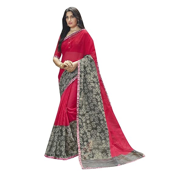 Shaily Womens Printed Super Net Black & Red Saree[SDHNA18041SSSR02_perent]