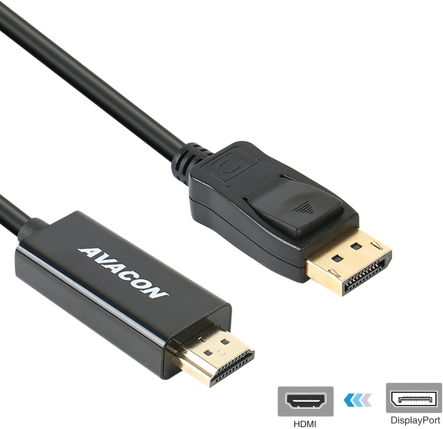 DisplayPort to HDMI 6 Feet Gold-Plated Cable, Avacon Display Port to HDMI Adapter Male to Male Black: Computers & Accessories