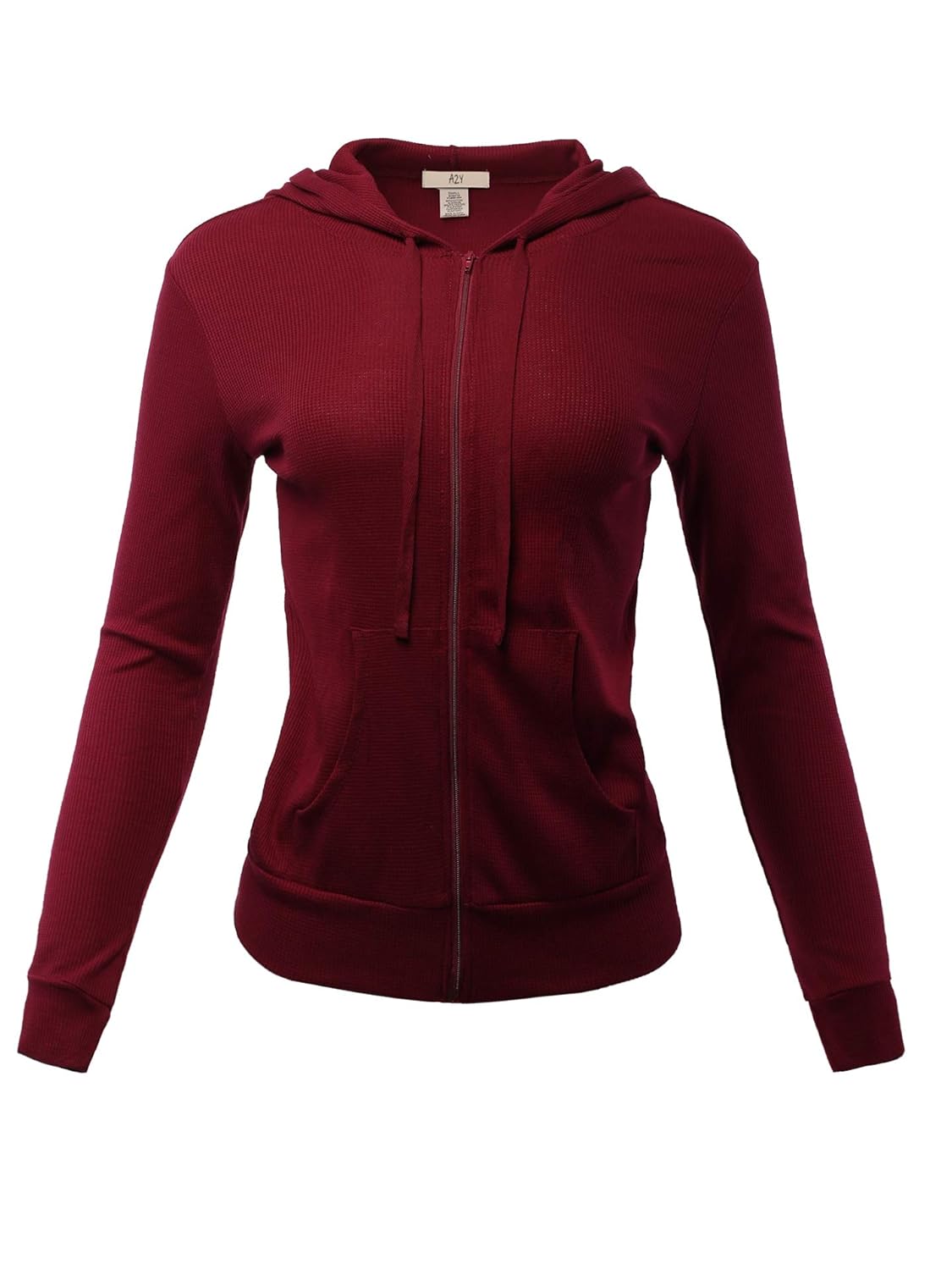 A2Y Womens Casual Lightweight Fitted Zip Up Thermal Hoodie with