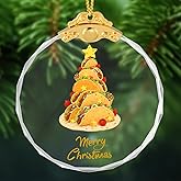 Soulchen Crystal Mexican Christmas Ornaments Mexican and Texas Taco Christmas Ornaments - Xmas Food Decorations - White Elephant Gift - Funny Decorations Gifts for Taco Lover