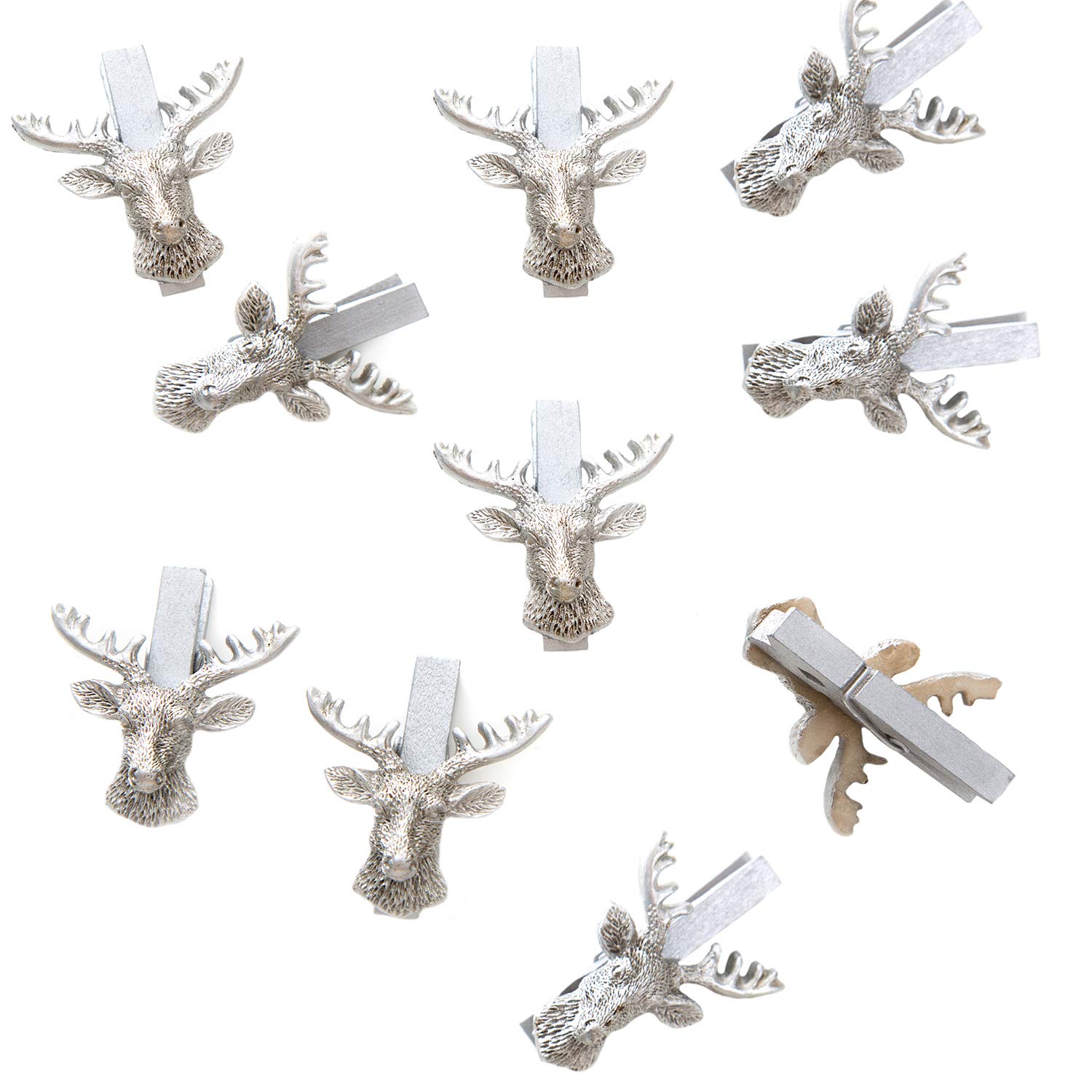 12 Wooden Deer Clips for Decorating, Closing and Decorating Money Gifts and Bags of All Arts