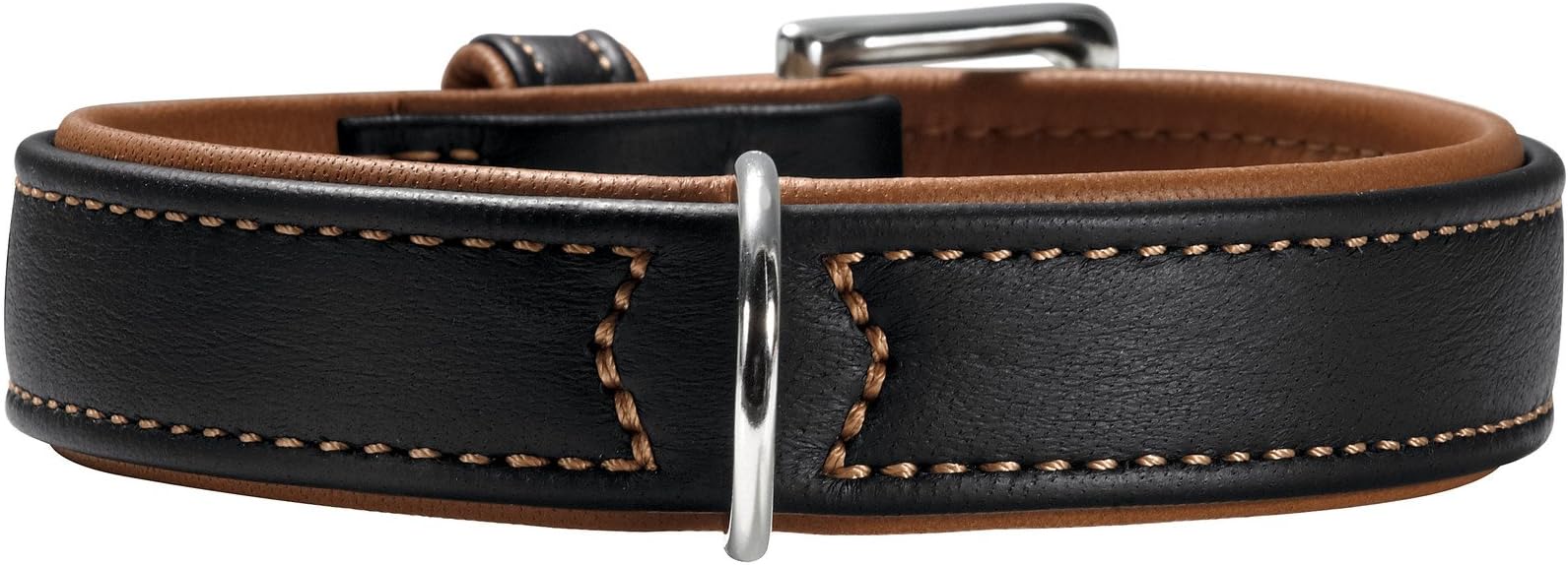 Hunter Collar Genuine Canadian Elk Leather 18", Black/Cognac