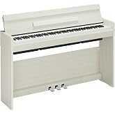 Yamaha Arius Compact Upright Digital Piano Keyboard For Apartments and Small Spaces, 88-Key Weighted Graded Hammer Action, Touch Response, Grand Piano Sound, 3-Pedal Unit in White Birch YDP-S36WB