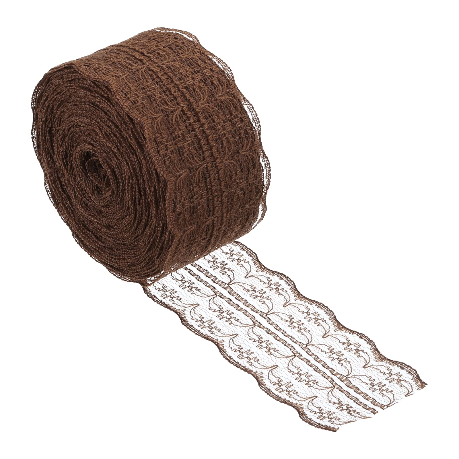 PATIKIL 1.8 Inch x 25 Yards Lace Trim Ribbon, Non-Stretch Lace Sewing Roll Gift Package Floral Wrapping for Party Home Decoration Dress Craft, Dark Brown