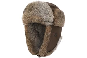 Harssidanzar Rabbit Fur Aviator Hats for Men and Women Waterproof Winter Warm Trapper Hat CU606CA