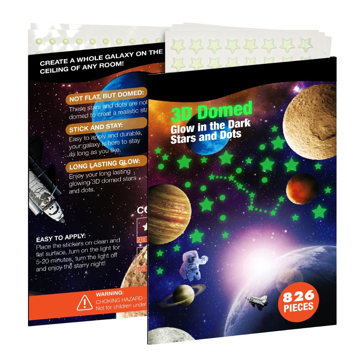 Photo 1 of Realistic Tiny 3D Domed Glow in The Dark Stars, 826pcs Glow Dots and Stars, Adhesive Glow Stars for Kids Bedroom,Luminous Stars Stickers Create a Realistic Starry Sky,Room Decor,Wall Stickers