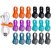 SUNFICON 18 Pack Magnetic Cable Clips Cable Organizers Earbuds Cords Winder Bookmark Clips Whiteboard Noticeboard Fridge Magnets USB Cable Manager Keeper Wrap Ties Straps