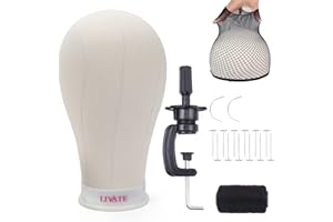 LIYATE 22 Inch Canvas Block Head, Mannequin Wig Head With Stand for Styling, Wig Making, Display Styling, Mannequin Block Hea
