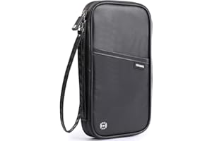 VanFn RFID Travel Passport Wallet, Family Passport Holder, Trip Document Organizer P.Travel Series (Nylon - Black)