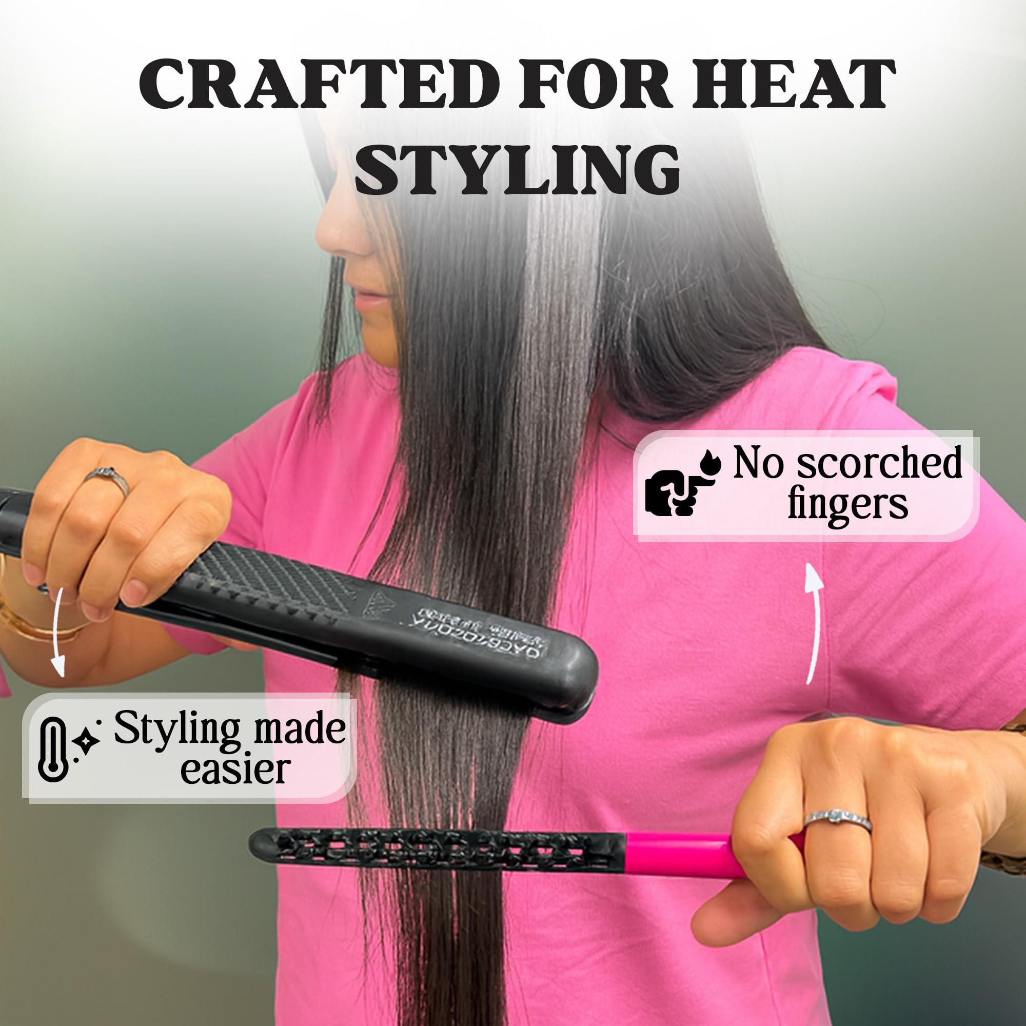 HerStyler Herstyler Hair Straightening Comb - Straightener Comb for Flat Iron - Makes Styling Easy - Get Straight Hair in Minutes (Pink)
