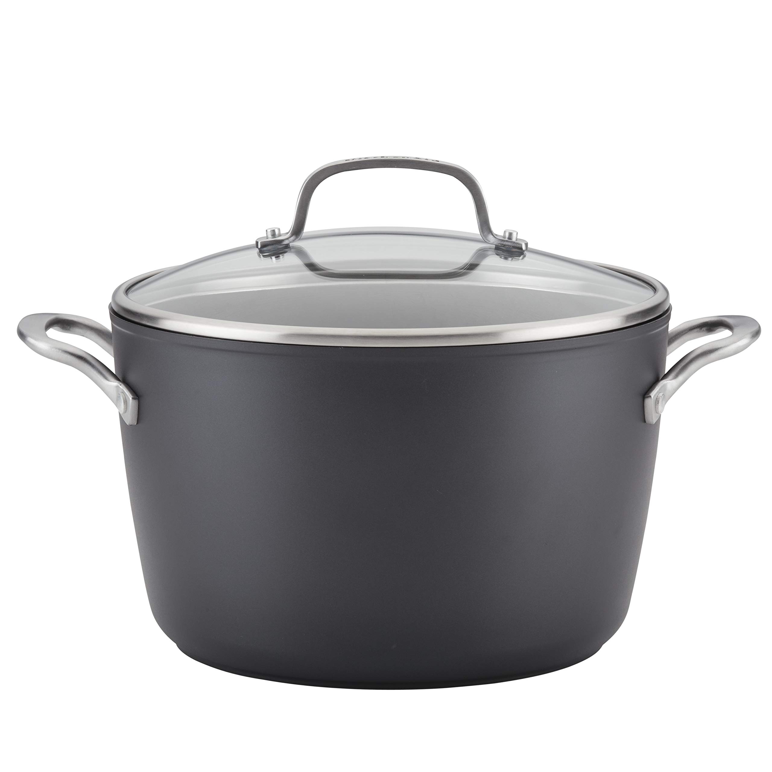 KitchenAid Hard Anodized Induction Nonstick Stock Pot/Stockpot with Lid, 8 Quart, Matte Black Image