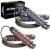 Jump Rope, Ball Bearings Tangle-Free Rapid Speed Cable Skipping Rope, Adjustable Jumping Ropes for Men, Women and Kids - 2 Pa