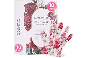Koelf Rose Petal Satin Hand Mask (10pairs) - Intensive Nourishing, Moisturizing Gloves, Rose Scented Hand Repair Masks with Peptide, Collagen, Shea Butter for Silky Smooth Skin, Hand Treatment