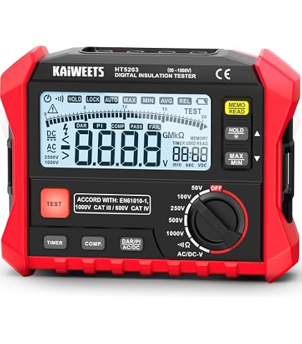 Megger 212159 Analog Insulation Tester, Hand-Crank Powered, 100