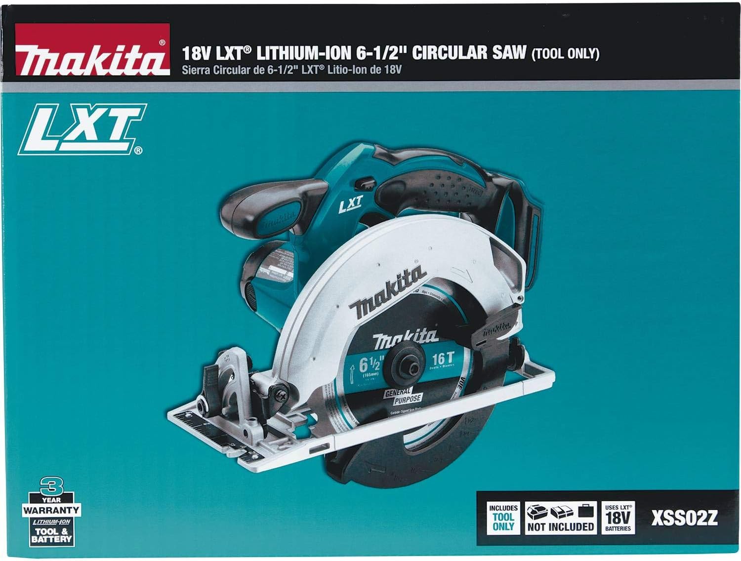 Makita XSS02Z 18V LXT Lithium-Ion Cordless 6-1/2" Circular Saw, Tool Only - - 