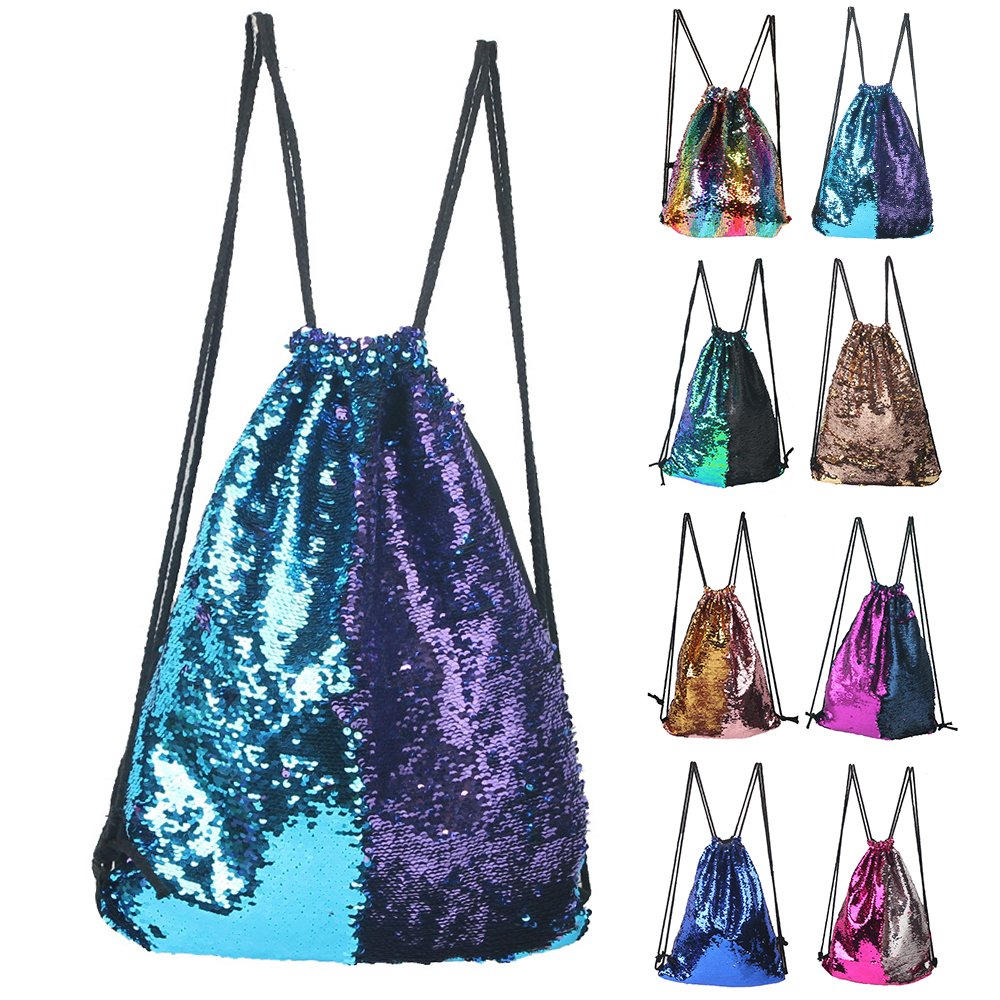 sequin drawstring backpack