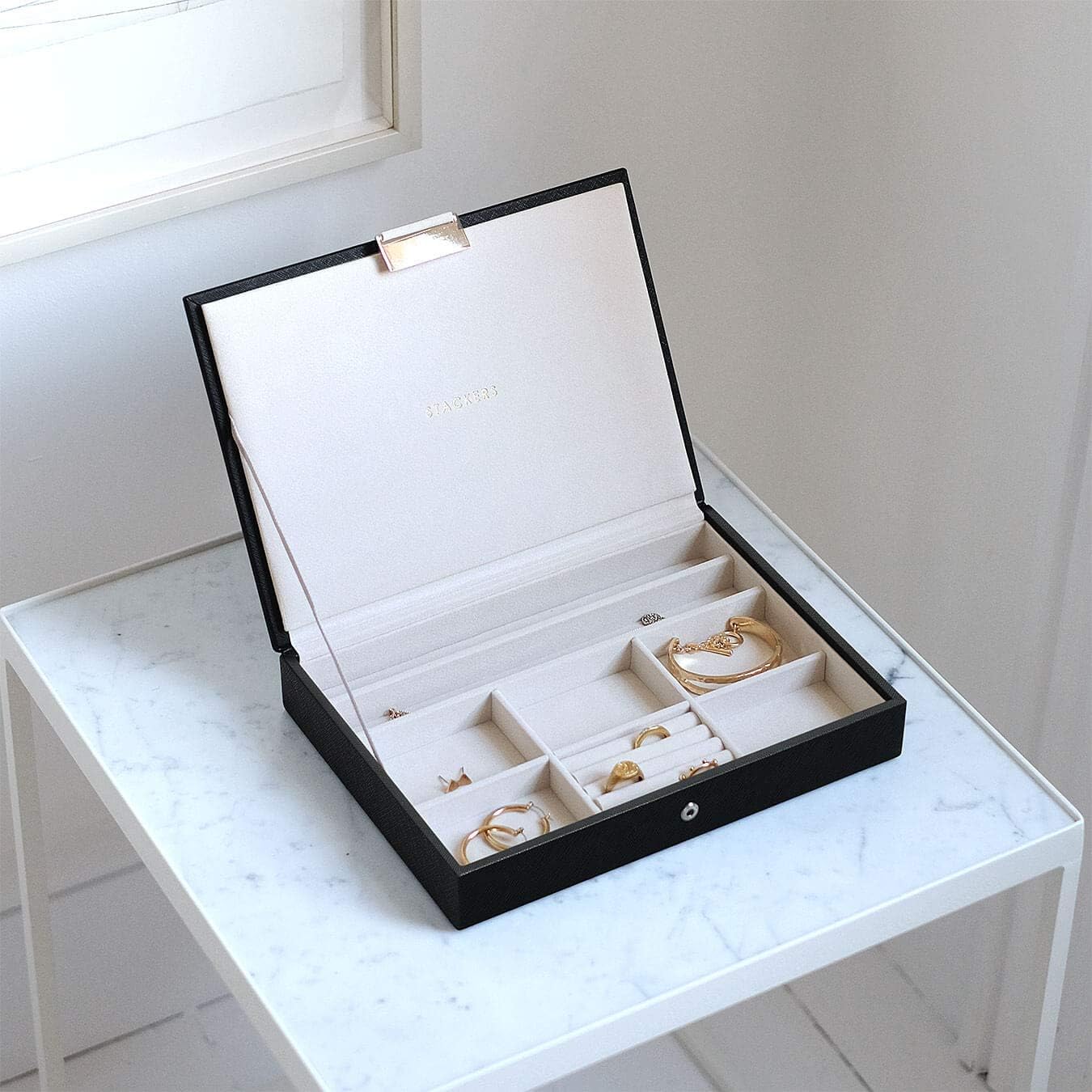 Stackers Black Classic Medium Jewellery Box Lid - Image 3