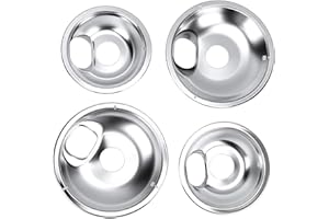 Two 8" and Two 6" Electric Stove Burner Drip Pans，Electric Stove Burner Element Replacement Set with 4 Pack Silver Electric D