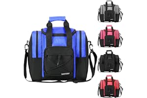 DAFISKY Bowling Ball Bag for Single Ball - Bowling Bag Tote for 1 Ball and Shoes with Padded Holder, 2 Pockets Fits Men & Women bowling Shoes Up To Mens Size 14