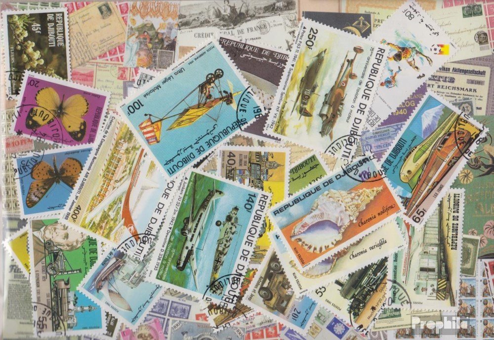 Prophila Collection Djibouti 25 various stamps (Stamps for collectors)