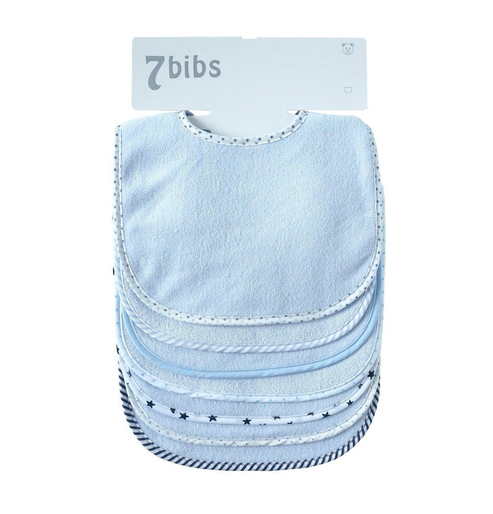 Baby Boys Girls Double Layer of Cotton Bandana Drool Soft Absorbent Drooling Bibs (7 Pieces) (Blue)