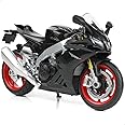 Risopen 1:12 Motorcycle Model Toy for Aprilia RSV4 RR1000 Metal Die-cast with Plastic Motorcycle Model No Assembly Required Mini Finished Moto Gift for Adult（Black）
