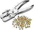 Eyelet Grommet Pliers Setting, Steel Hole Punch Eyelet Setter Kit - For Leather, Canvas, All Fabrics Men & Women Clothes, Shoes, Belts, Bags, Crafts - 100 Free Gold eyelets/grommets - By Katzco