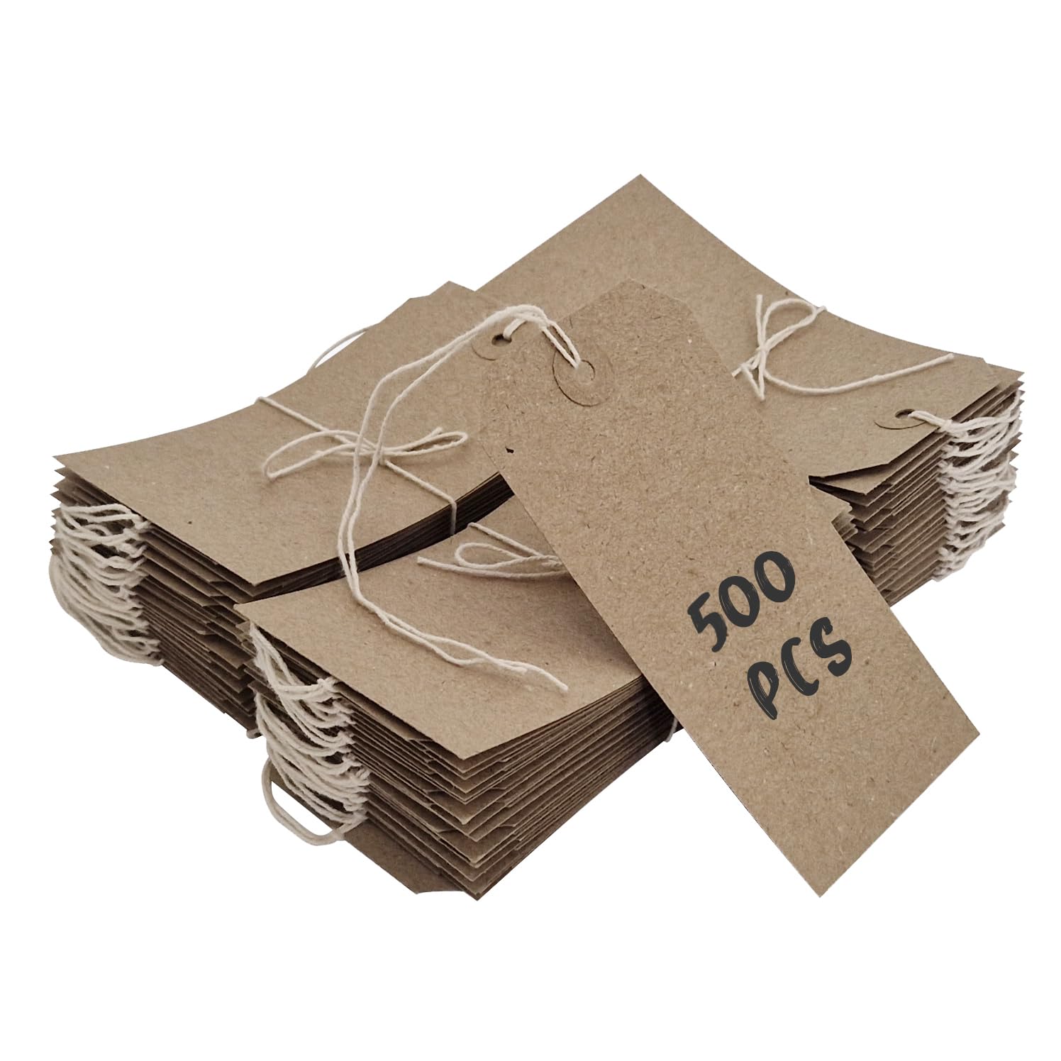 Swift Strung Tags Brown Reinforced Card Clothing Parcel Label String Hanging Gift Swing Tickets Kraft Hang Price Labelling 134mm x 67mm (Pack of 500)