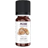 NOW Essential Oils, Vetiver Oil, Woodsy Aromatherapy Scent, Steam Distilled, 100% Pure, Child Resistant Cap, 10-mL