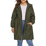 IN'VOLAND Women's Rain Jacket Plus Size Long Raincoat Lightweight Hooded Windbreaker Waterproof Jackets with Pockets