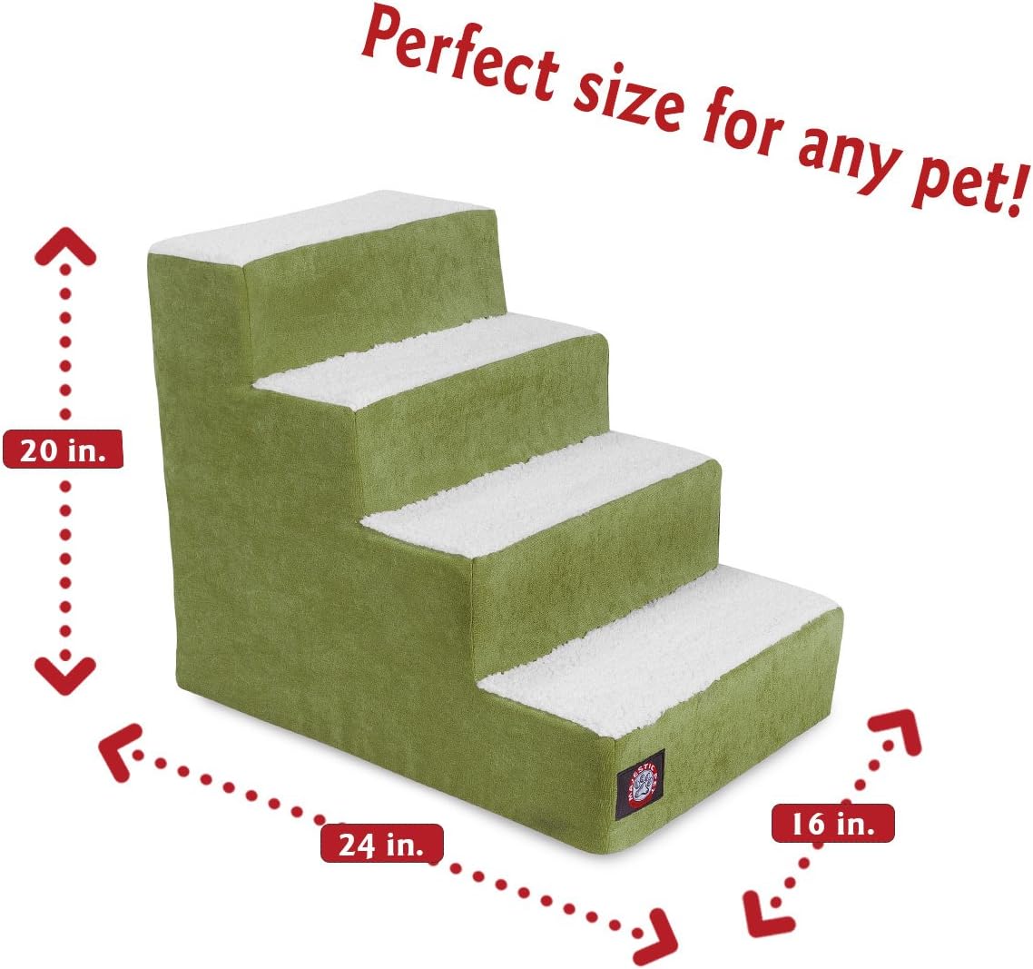 3 Step Portable Pet Stairs By Majestic Pet Products Villa Apple Steps for Cats and Dogs Green : Pet Supplies