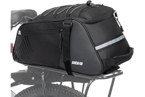 ANCHOM Rear Bike Rack Bag, 13L PVC Water Resistant Bicycle Bag for Road and Mountain Bikes, Commuter Bag for Grocery Shopping and Cycling, Black