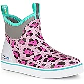 Kalkal Women's Deck Boots, Waterproof Ankle Rain Boots Fishing Boots with High Traction, Women's Rubber Boots For Gardening Fishing Boating Camping