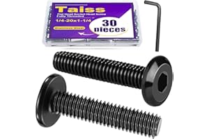 Taiss 25pcs 1/4-20 x 1-1/4" Flat Head Socket Head Screw,Furniture Bolts,Furniture Screws 304 Stainless Steel,1/4 Bolts Black Zinc Plated Fully Threaded,Countersunk Connector Screws with Hex Spanner