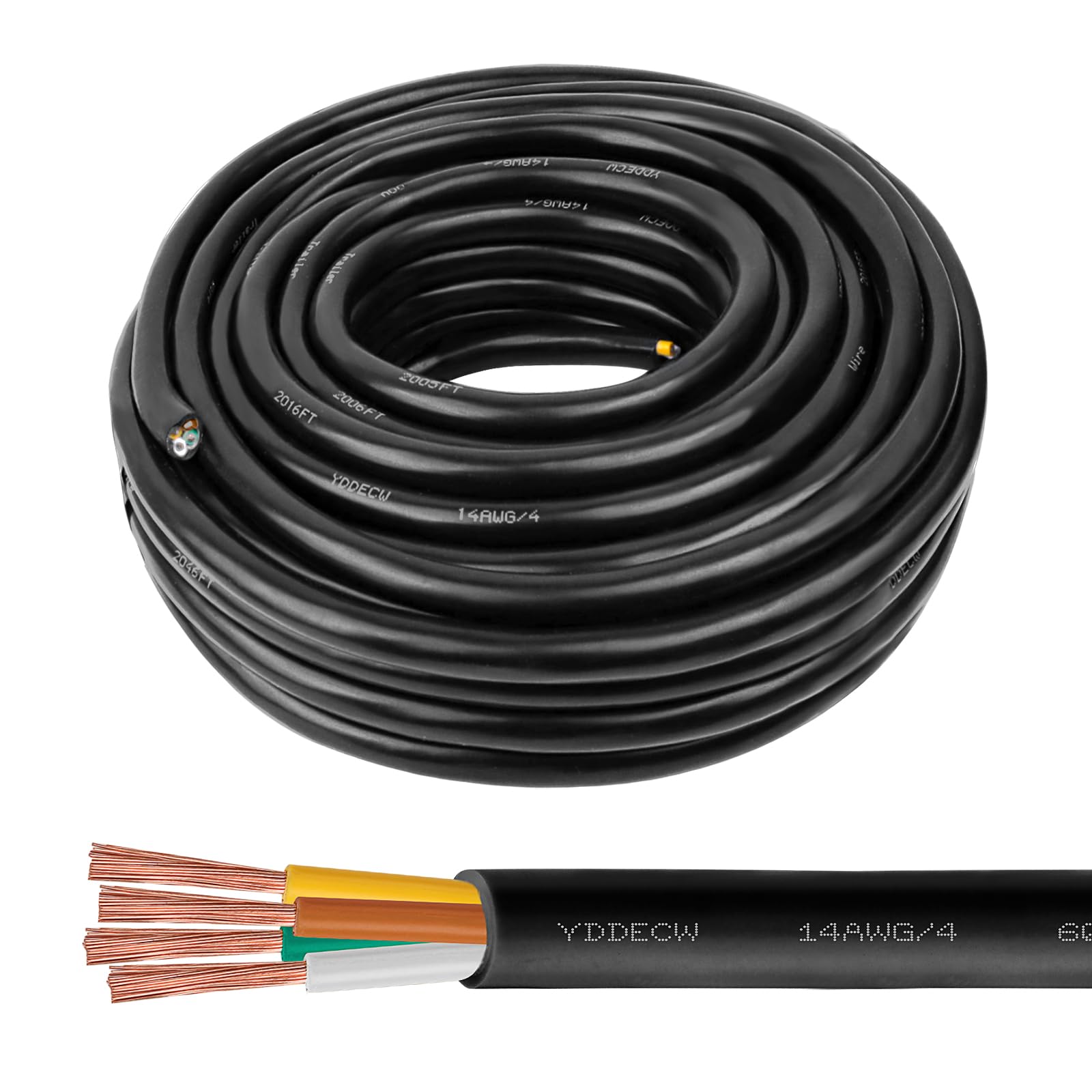 Photo 1 of 14/4 Mini Split Wire 50FT - YDDECW Weatherproof 14 AWG 4 Conductor Control Cable Pure Copper Heavy Duty for Mini Split Air Conditioner & Heat Pump, HVAC, Speaker Systems