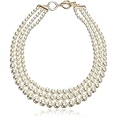 Anne Klein Women's Gold-Tone Blanc Pearl Collar Necklace