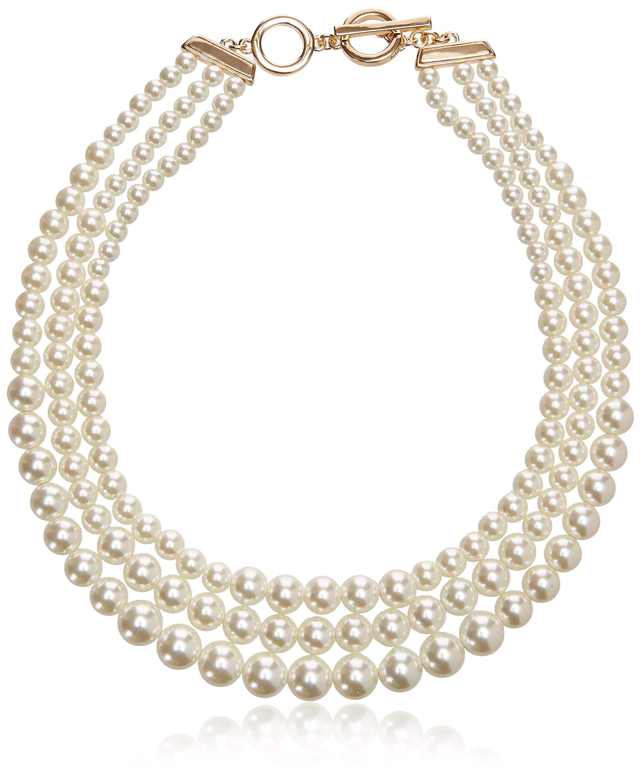 Photo 1 of Anne Klein Women's Gold-Tone Blanc Pearl Collar Necklace, Gold/ White, 0