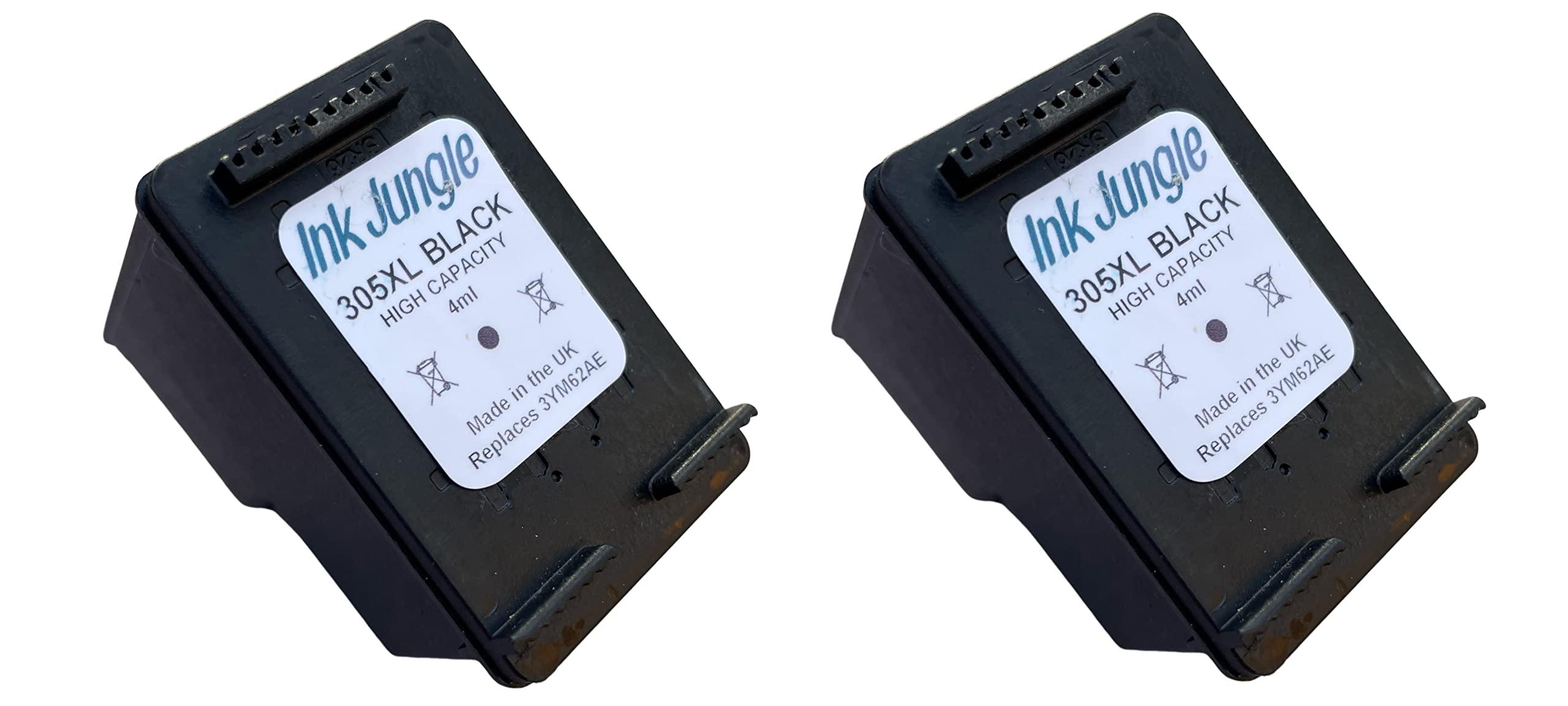 2x Ink Jungle 305XL Black High Capacity Ink Cartridges For HP DeskJet 2320 2710 2710e 2720 2720e 2721 2721e 2722 2722e 2723 2724 4110e 4120e 4122e 4130e Printers Replaces HP 305