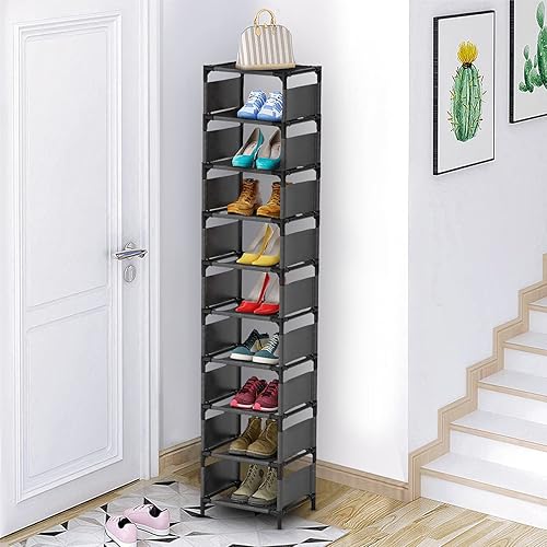 sunvito 10 Tiers Shoe Rack, 10 Pairs Space Saving Shoe Shelf