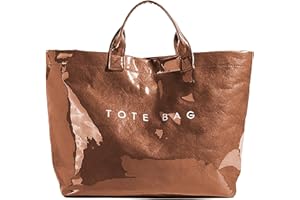 hibear PVC Tote Bag for Women Clear Plastic Handbag Letter Printed Hobo Bag Large Work Tote Bag