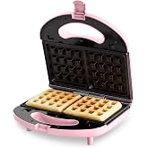 GreenLife Electric Waffle Sandwich Maker, Toaster, Panini Press with Healthy Ceramic Nonstick Plates, Perfect for Tuna Melts, Crispy Rice, Grilled Cheese, LED Indicator Light, PFAS-Free, Pink