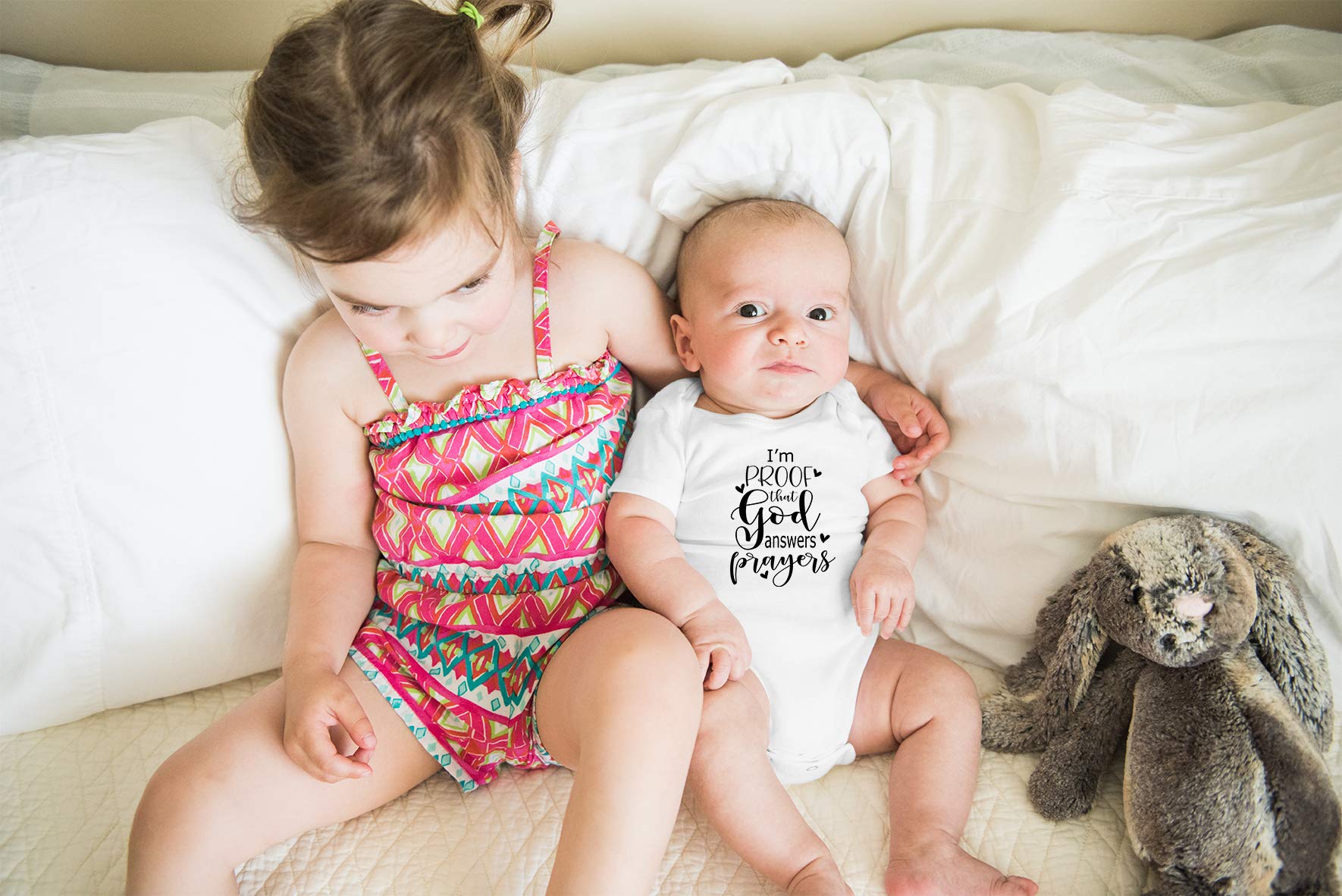 AW Fashions I'm Proof That God Answers Prayers Baby Bodysuit Cute Newborn Boy Funny Rompers Girl Clothes (Newborn, White)