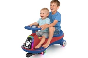 ANPABO 12V Electric Wiggle Car with Pedals, 2 Seater, 2x75W Motor, Music & Bluetooth, Ride On Toy for Kids Ages 3+, 170 Lbs (Blue)