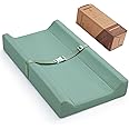 Blissful Diary Baby Changing Pad with Waterproof Lining Foam, Includes a Soft & Washable Cover, Contoured Changing Table Pads for Dresser Top with Non-Slip Bottom, 32”×16” (Green, Rectangular)