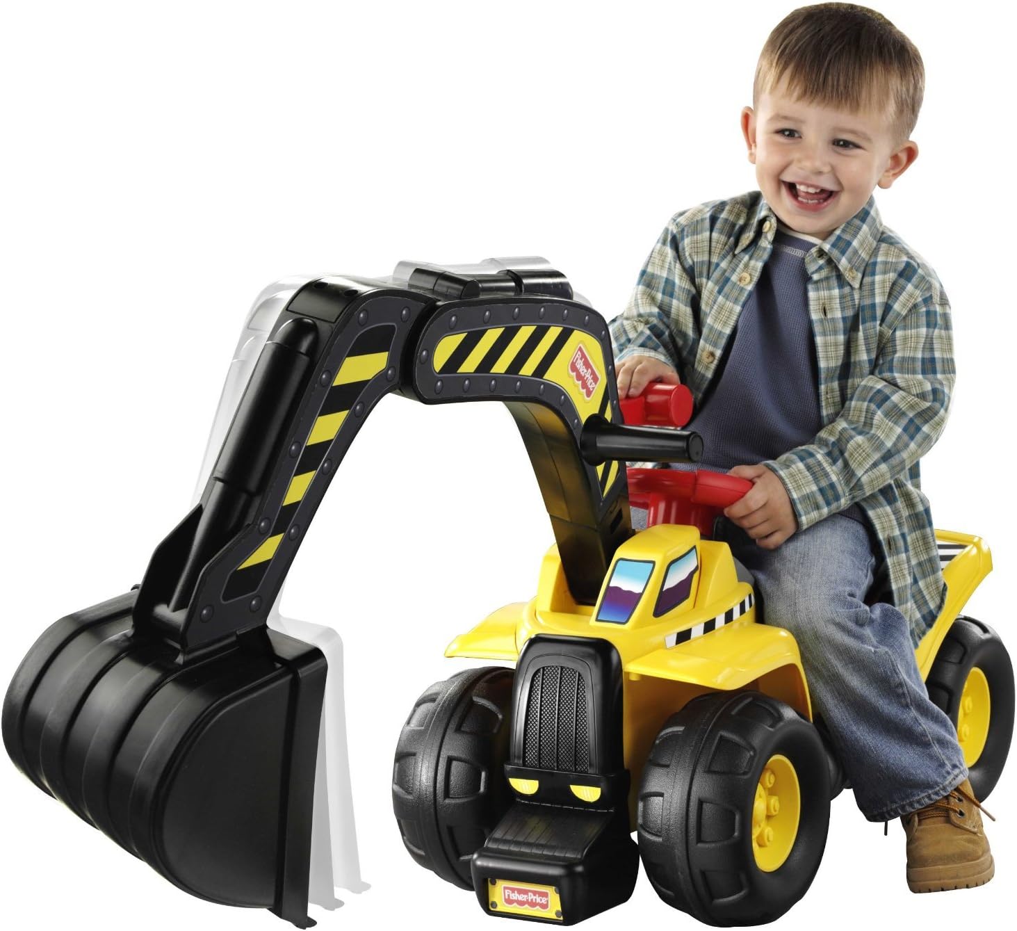 Fisher Price Big Action Dig & Ride Sit On Mini Digger with Engine / Horn / Lifting & Reversing Electronic Sounds